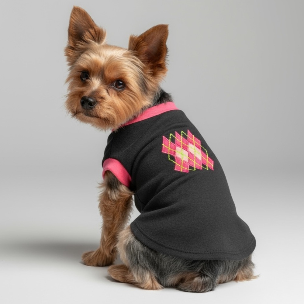 Argyle Black Dog Tee Shirt